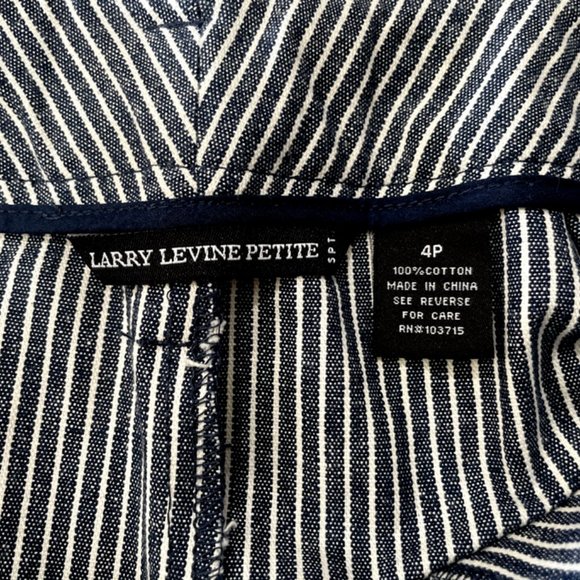 Larry Levine Petite Blue Striped Flat Front Chino Pants Trousers Size 4P - Picture 2 of 7